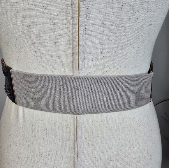 Anthropologie New Linea Pelle Leather Metallic Woven Statement Belt Size Large - Picture 5 of 9